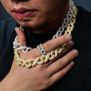 16 mm Iced Out Hip Hop The Infinity Link Mode feiner Schmuck 925 Sterling Silber Moissanit Cuban No.8 Kreuzkette