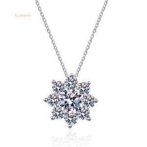 Moissanite halsband för kvinnor vit färg diamant engagemang gåva s925 silver anpassade vvs moissanite snöflinga halsbandsmycken