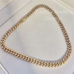 8mm One Row Mirco Pave Vvs1 Moissanite Bling Diamond Clarity Miami Cuban Link Chain Chocker