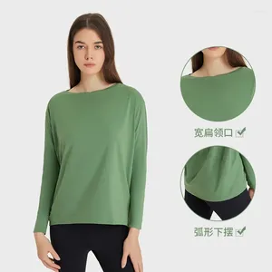 Aktiva skjortor Al Yoga Autumn och Winter Skin-Friendly Nude Wear Long Sleeved Loose Bekväm utomhus Casual Running Sports Top