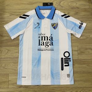 23 24 Malaga CF 남성용 티셔츠 여름 레저 스포츠 풍선 직물 배지 자수 야외 캐주얼 스포츠 프로 셔츠 S-2XL