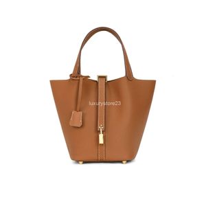 Bolsas de elefante PicotinLock Lady Tote Bolsa de couro Casual Designer Togo Bolsas Cesta de couro macio feminino pequeno balde bolsa grande capacidade cinza 1 TLKF