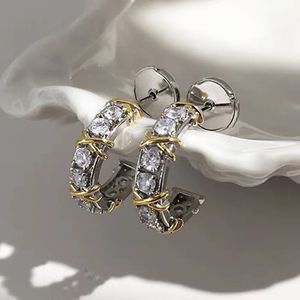 Dangle Shandelier Classic 925 Sterling SilverZircon Cross Earrings for Women Sweet Fashion Luxury Brand Jewelry Party Gift 231208