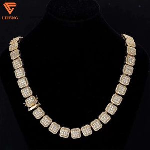 Лидер продаж, серебро 925 пробы, золото 18 карат, плиссированное ожерелье, очаровательное блестящее геометрическое прямоугольное муассанитовое кубическое роскошное ожерелье