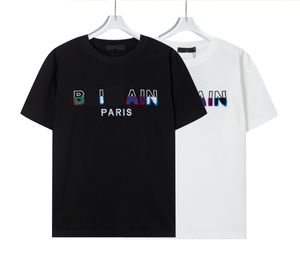 Men Summer 230 Grams Cotton T shirts Mens Short Sleeve Colorful Letter Logo Embroidery T-shirt White Black Basic Casual Tee Shirt Tops