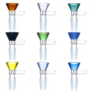 14mm bong bowl slide cone bowl tigelas de vidro 14mm Masculino Joint Slide Bowl Smoking Head Bowls Flower Bowl 14mm pull out bowl Slide de vidro multicolorido com alça