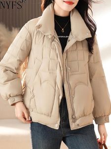 Trench da donna NYFS 2023 Giacca invernale monopetto con cerniera Cappotto ispessito sciolto Plus Size Piumino in cotone oversize