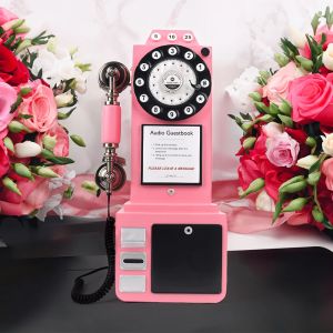 UK Style Telephone Booth Retro Vintage Audio Guestbook Old Fashioned Audio Guest Book Phone Decoration Audio Guestbook Recorder