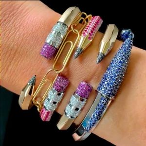 Bangle GODKI Trendy Pencil Designs Bangle Cuff For Women Wedding Full Cubic Zircon Crystal CZ Dubai Silver Color Party Bracelet 230419 Wcqtr