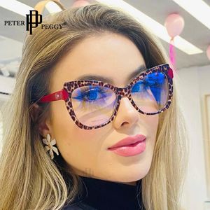 Sunglasses Frames Cat Eye Glasse Vintage Computer Eyeglasses Oversized Double Color Optical Anti Blue Light Blocking Eyewear TR90 231208