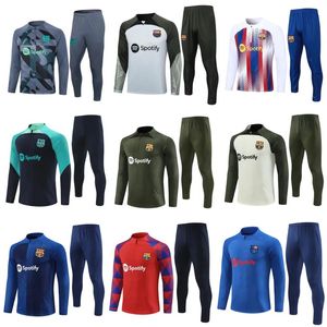 22/23/24 Kids Barcelonaes Half Zipper Jacket Football Train Training Suit Men Soccer Chandal Futbol Ansu Fati Memphis Chandal Jogging Surtetement Jerseys