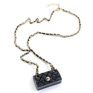 Designer Luxury Classic Black Bag Necklace French Black Leather Necklace Brass Charm Women Necklace Deliver Mother Fashion Jewelry Festival Surprise Gift