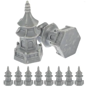 Garden Decorations 10 Pcs Hexagonal Tower Pavilion Metal Building Model Vintage Decor Boothes Travel Souvenirs Gift Unique Pagoda Resin Home