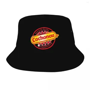 Berets unissex balde chapéus porco cochonou logotipo verão viagem headwear dobrável acampamento pesca pescador panamá chapéu presentes ideia
