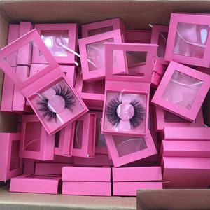 Cílios postiços 27mm 5d mink com caixa quadrada rosa criss cross cruelty cílios aceitam etiqueta privada entrega de gota saúde beleza maquiagem e otb7x