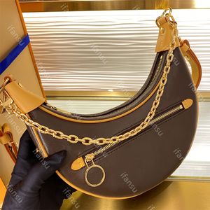 Odeo Bag Luxury Design Pea Letter Flower Mönster Single Shoulder Crossbody Bag Women's Fashion Vintage Print Croissant Half Moon Chain Underarm Bag