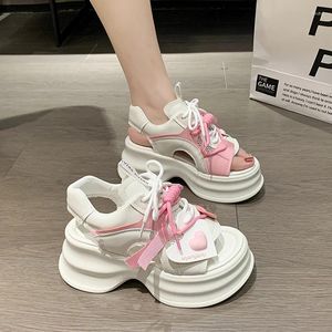 Kleid Schuhe Sommer Frauen Turnschuhe Mesh Atmungsaktive Hohe Plattform Trainer Weiße Heels Keile Sandalen Für Frau Casual Frauen