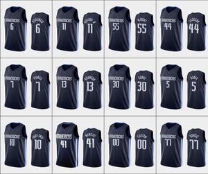 Dallas''Mavericks''Men Luka Doncic Kristaps Porzingis Dwight Powell Dirk Nowitzki Marinha Custom Statement Jersey