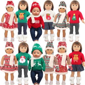 Bebekler Noel Bebek Giyim Takım Amerikan 18 inç Kız Sevimli Kıyafet Elbise Seet 43cm Bebek Doğum Oyuncak 231207