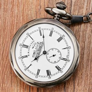 Pocket Watches Antique Silver London Pocket Fob Watches Hand Wind Skeleton Men Women Mechanical Pocket Watch With Pendant Chain Necklace 231207