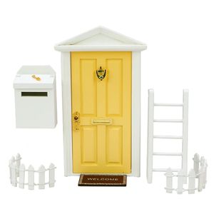 Bebek Ev Aksesuarları Dollhouse Kapı Mini Peri Kapı Kiti Duvar Peri Aksesuarları İçin Tinik Ahşap Peri Kapı Kapılar Dahil Ladders Çitler Posta Kutuları Ayak 231208