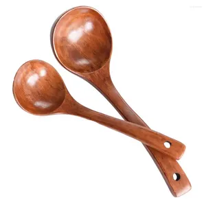 Spoons Long Handle Wooden Ladle Soup Porridge Spoon Kitchen Cooking Tableware Tool Home Kid For Rice