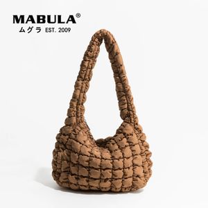 Kvällspåsar Mabula quiltad tote för kvinnor Trend Lightweight Padding Purse Down Cotton Padded Large Hobo Bag Gattice Solid 231207