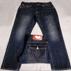 Herrenjeans Designerjeans Trendy True Herrenjeans Big Buddha Religion Großer dicker Faden Lose gerades Bein Lässiger Luxus