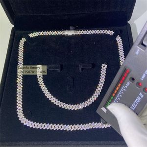 7mm Width One Row Iced Out Man Jewelry Gra Certificates Pass Diamond Tester Vvs1 Moissanite Cuban Chain Necklace