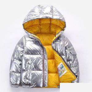 Down Coat 2021 Dzieci zimowa kurtka dla dzieci Sier Gold Boys swobodne płaszcze z kapturem odzież dziecięca Kid Pparca Jackets Snows Dhwkt