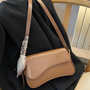 Evening Bags Casual Satchel Bag With Ribbon Solid Color Trendy Commuting PU Adjustable Strap Simple Shopping Daily Sling