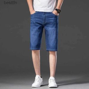 Jeans da uomo 2023 Estate Marca Uomo Stretch Sottile Denim di qualità Breve Uomo Blu Nero Jeans Shorts 42 44 Plus SizeL231208