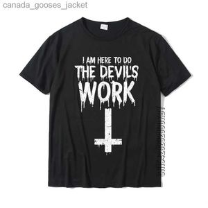 Męskie koszulki Jestem tutaj, aby zrobić Diabels Work Shirt Funny Satanic T-shirt bawełniane topy dla mężczyzn Unikalne top koszulki wydrukowane Faddish L231208