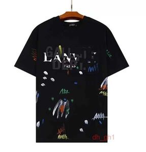 Lanvin camisetas masculinas camisa de alta qualidade 2023 novas roupas agradáveis verão moda lanvin moletom com letras salpicadas e casual manga curta lanvins r8my