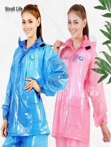 Tuta impermeabile per moto Cappotto antipioggia impermeabile Donna Trasparente Batteria per auto elettrica da equitazione Tuta in plastica rosa Capa De Chuva Gift18727561