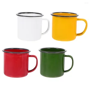 Wine Glasses 4 Pcs Retro Enamel Mug Water Cup Coffee Drinking Tea Vintage Style For Travel Office Mugs