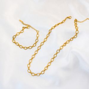 collana a catena spessa, dettagli di personalità, collana, bracciale, YS100 placcato oro 18 carati, acciaio al titanio, semplice catena europea e americana a forma di O,