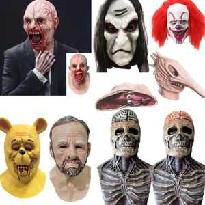 Party Masks Halloween zombie maska ​​Props Udaw ducha zabezpieczanie Realistyczne maskaradę lateks Scary Horror Full Face 231207