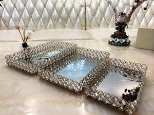 Scatole portaoggetti Organizer per trucco in cristallo Specchio per comò in cristallo decorazione profumo gioielli trucco organizzatore per bagno 231208
