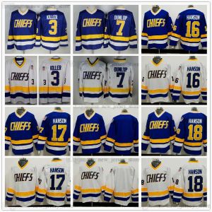 Brothers ed Slap Shot Charlestown Chiefs Hockey Jersey 16 Jack 17 Steve 18 Jeff Hanson 7 Francine Dunlop 3 Killer Vintage CCM Movie Bl