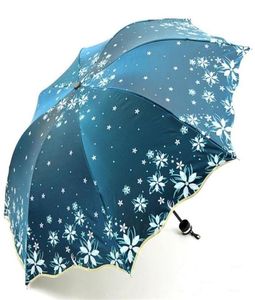 Новое поступление, красивые цветы, зонтик, модный блеск, меняющий цвет, женские зонтики, цветущий зонтик от солнца для девочек, подарок SP048 201130286551704