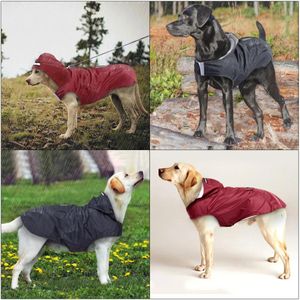 Hundkläder Dog Raincoat Waterproof Hoodie Jacket Rain Poncho Pet Rainwear Clothes With Reflective Stripe Outdoor Dogs Raincoat Accessories 231207