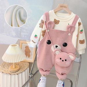 Conjuntos de roupas Bebê Meninas Outfit Criança Infantil Menina Menino Manga Longa Dos Desenhos Animados Moletom Tops Coelho Romper Outono Inverno Roupas Set 2pcs 231207