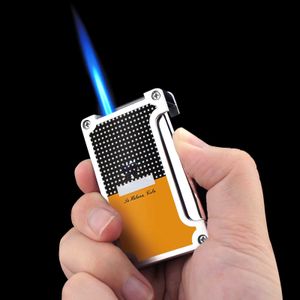 Cigar Lighters Torch Jet Metal Portable Windproof Refillable Butane No Gas Lighter with Punch Accessories for Gift Box