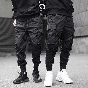 Herrbyxor band män jogger tröjor mäns lastbyxor streetwear hip hop casual svart harem byxor manliga harjujuk modebyxor 231208