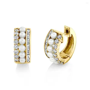 Dangle Earrings Summer Arrived Selling Girl Women Jewelry Mixed Pearl CZ Stone Small Huggie Hoop Earring