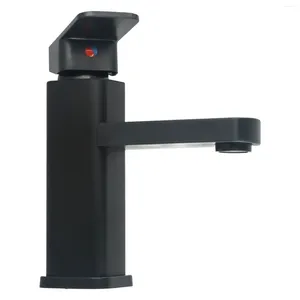 Rubinetti del lavandino da bagno bancone rubinetto base quadrata miscelatore di acqua nera e fredda tocco opaco