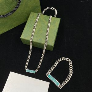 Sterling Silver Halsband kedja modedesigner smycken set med grön låda för män jul gåva valentins dag gåva hiphop