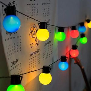 Juldekorationer utomhus färgglada Garland Ball Fairy Light G50 Led Globe Bulb Festoon String Lights Holiday Wedding Garden Party Christmas Ligths 231207