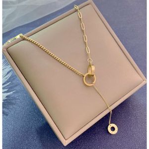 Titanium Steel Korean version Fashionable Design Sense Splicing Chain, Roman Double Ring Necklace, Live Broadcast Accessories, Exquisite